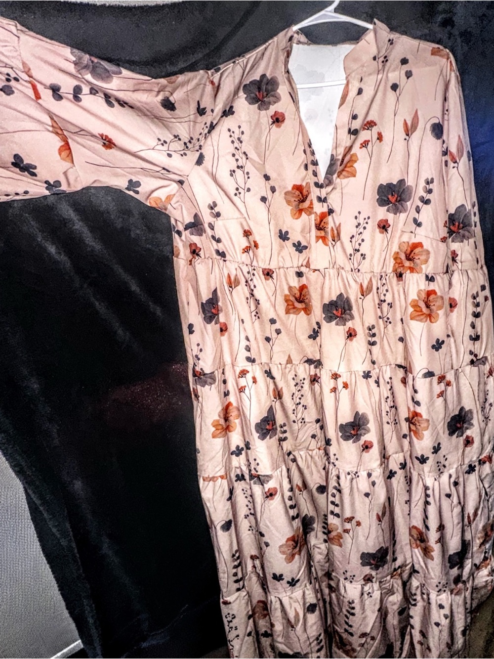 Floral Tiered Maxi Dress in Blush Pink